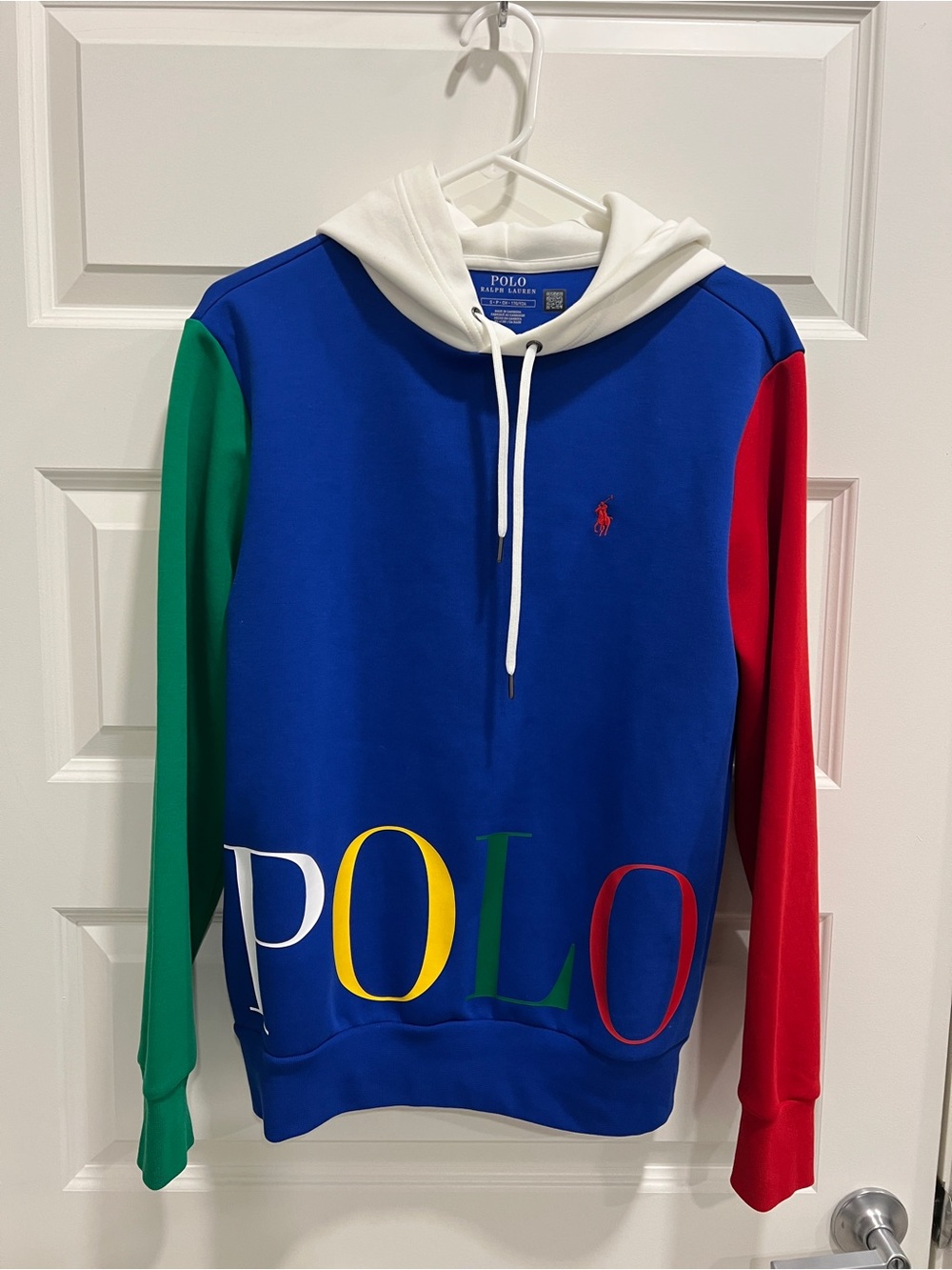 Polo by Ralph Lauren Blue and White Hooded Sweatshirt